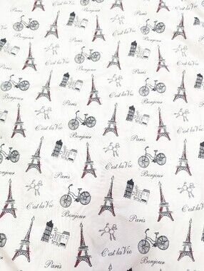 Home Expressions Paris Eiffel Tower Bonjour Flat Sheet Twin Size Parisian Dorm